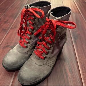 Sorel lace wedge boots
